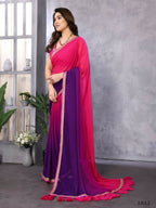 Designer Partywear Red & Blue Georgette Fancy Saree - Kanak | Grocsy