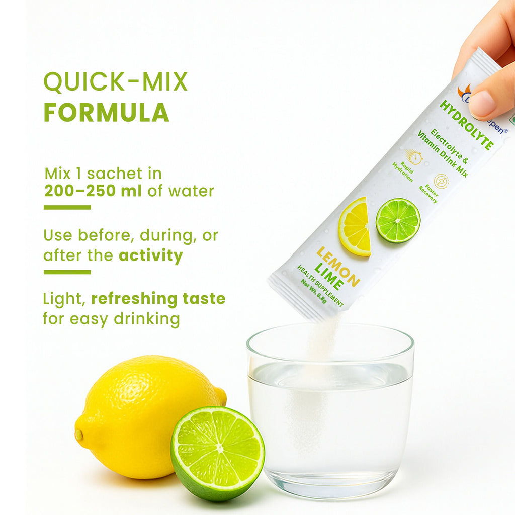Dr. Morepen Hydrolyte Electrolyte & Vitamin Drink Mix - Lemon Lime | Grocsy