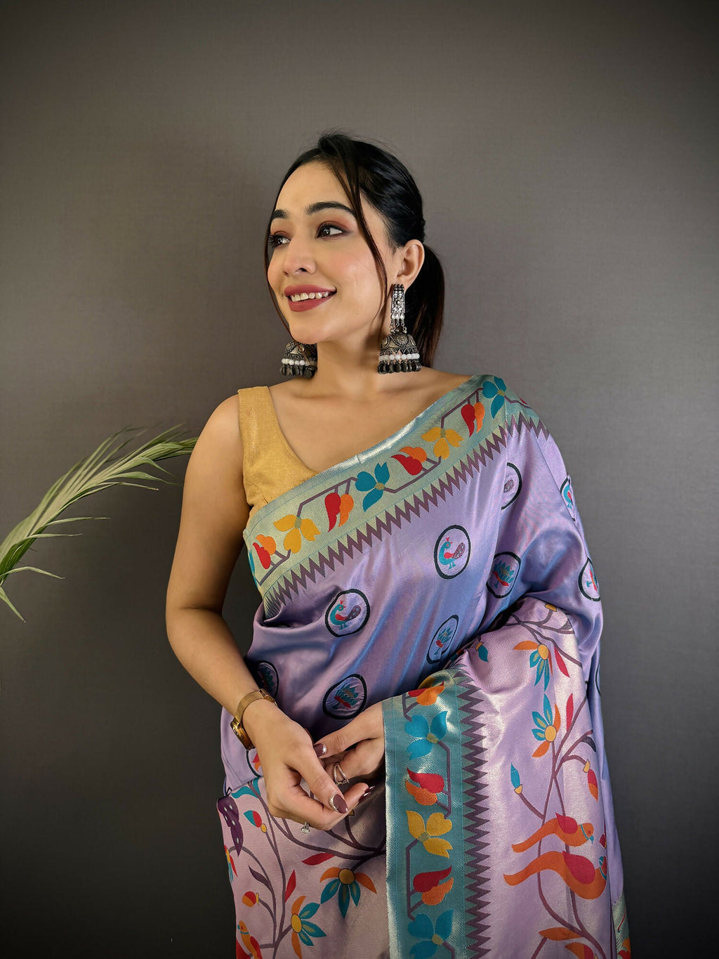 Joban Fashion Lavender Paithani Soft Silk Meenakari Saree | Grocsy