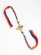 NVR Men Gold-Toned Peacock Design Stone-Studdded Rakhi With Roli Chawal | Grocsy