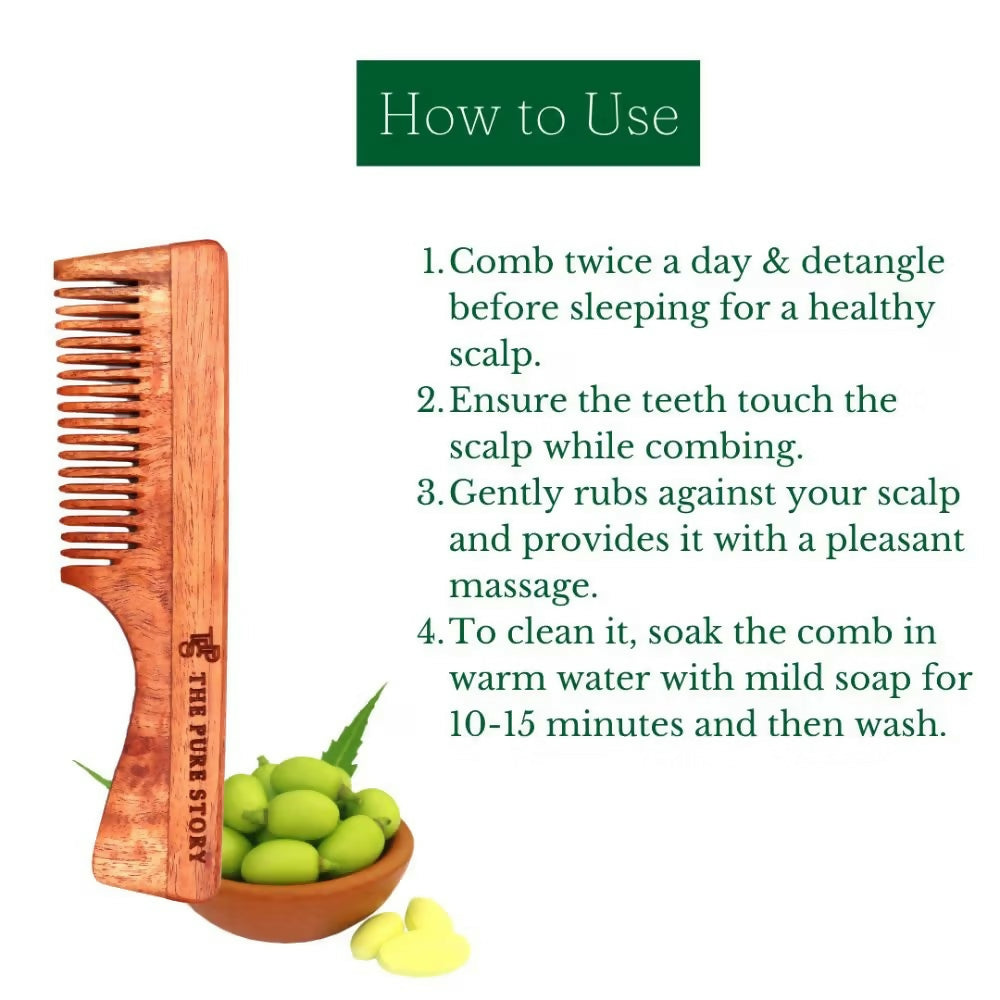 The Pure Story Oil Infused Neem Wood Handle Comb | Grocsy