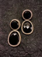 Smart Dangler With Rhino Stone Border Black Earrings For Women and Girls By House of Ree - House of Ree