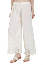 PAVONINE White Color Chikankari Lace Scalloped Hem Cotton Fabric Sharara | Grocsy