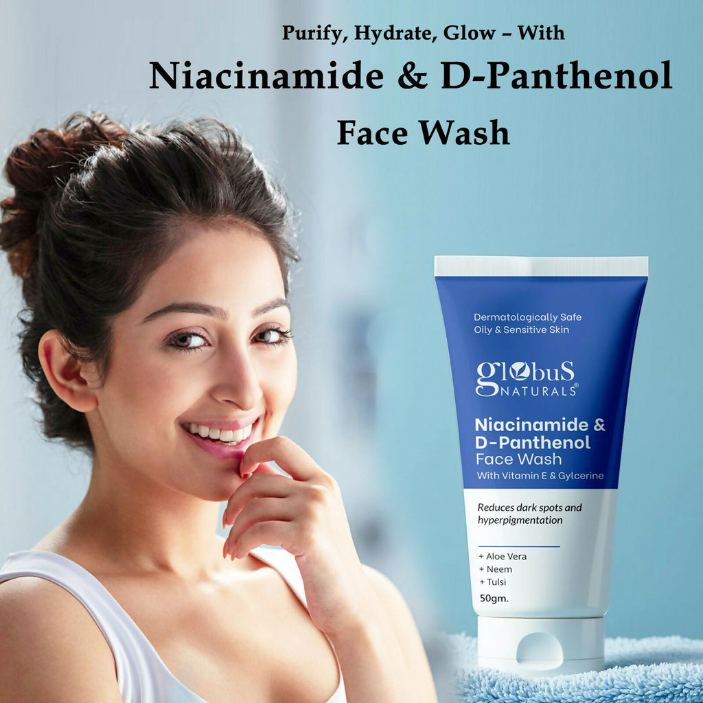Globus Naturals Niacinamide & D-Panthenol Face Wash with Vitamin E & Glycerine | Grocsy