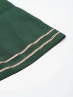 Ahalyaa Womens Dark Green Chanderi Gold Foil Printed Kurta Palazzo Set | Grocsy