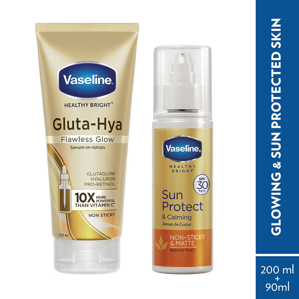 Vaseline Gluta Hya & Sun Protect Calming Body Serum Combo | Grocsy