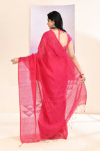 Piyari Fashion Women's Pink Self Sequins Embellished Cotton Blend Jamdani Saree | Grocsy