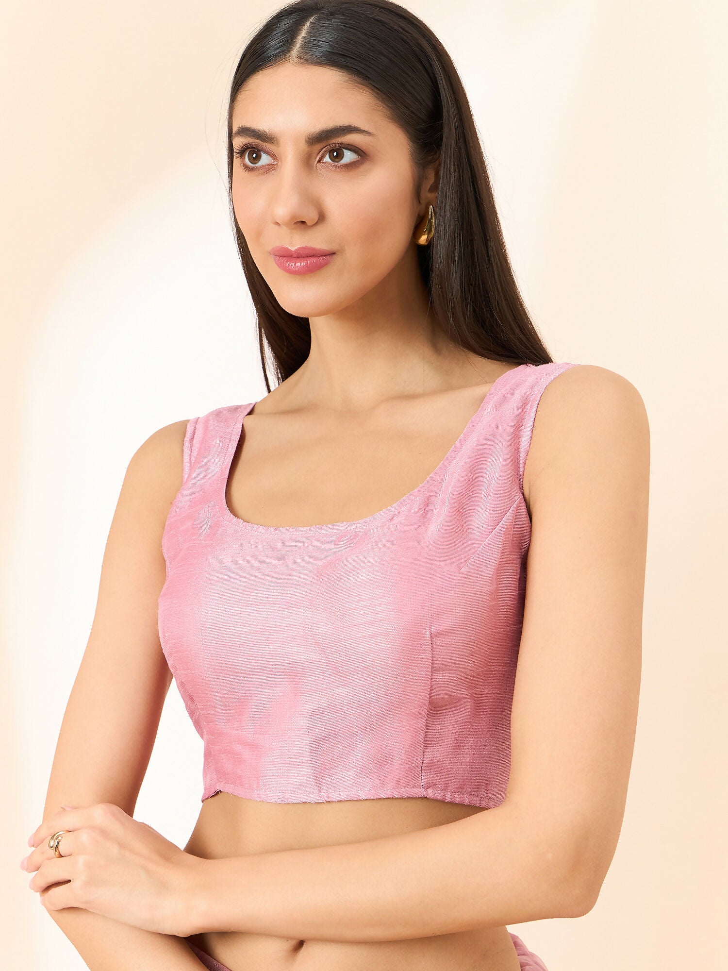 Pink Organza Geometric Embroidered Saree with Unstitched Blouse Piece - Roozal | Grocsy