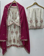 Teeya Creation White Color Chinon Silk Party Wear Trending Palazzo Set | Grocsy