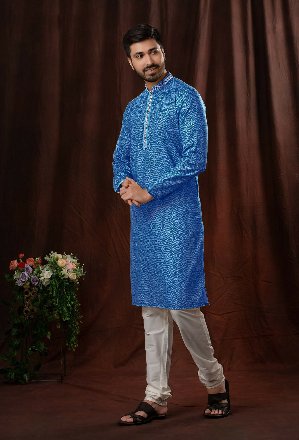 Joban Fashion Blue Art Silk Kurta Pyjama | Grocsy