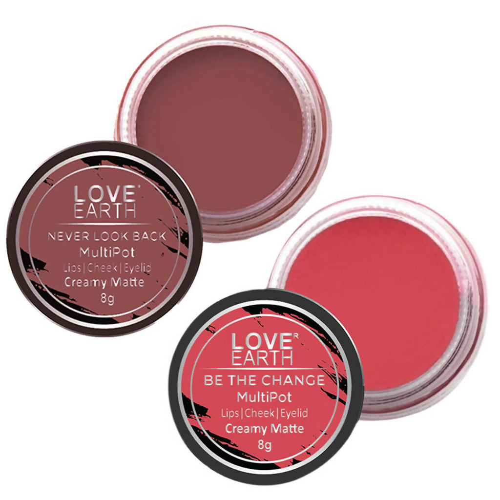 Love Earth Lip Tint & Cheek Tint Multipot Combo (Rose Pink & Ruby Pink) | Grocsy