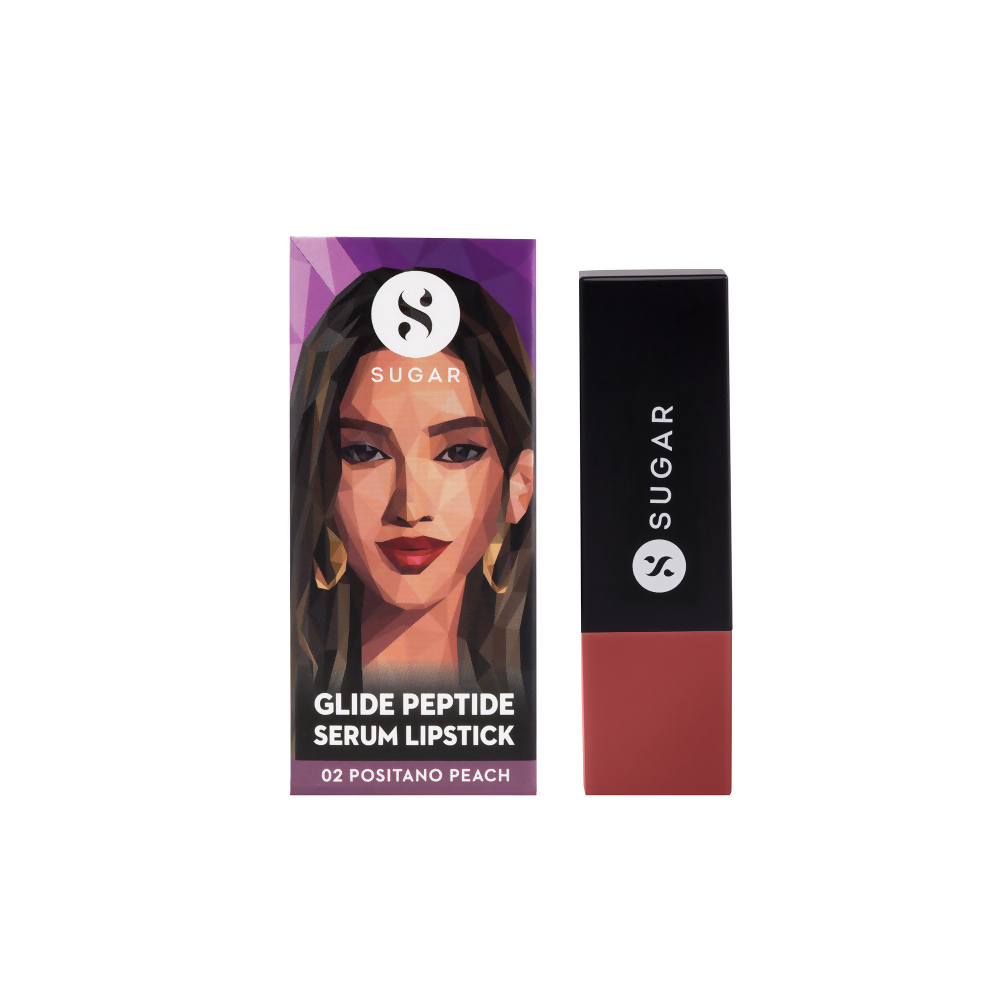 SUGAR Glide Peptide Serum Lipstick with Vitamin E - 02 Positano Peach | Grocsy