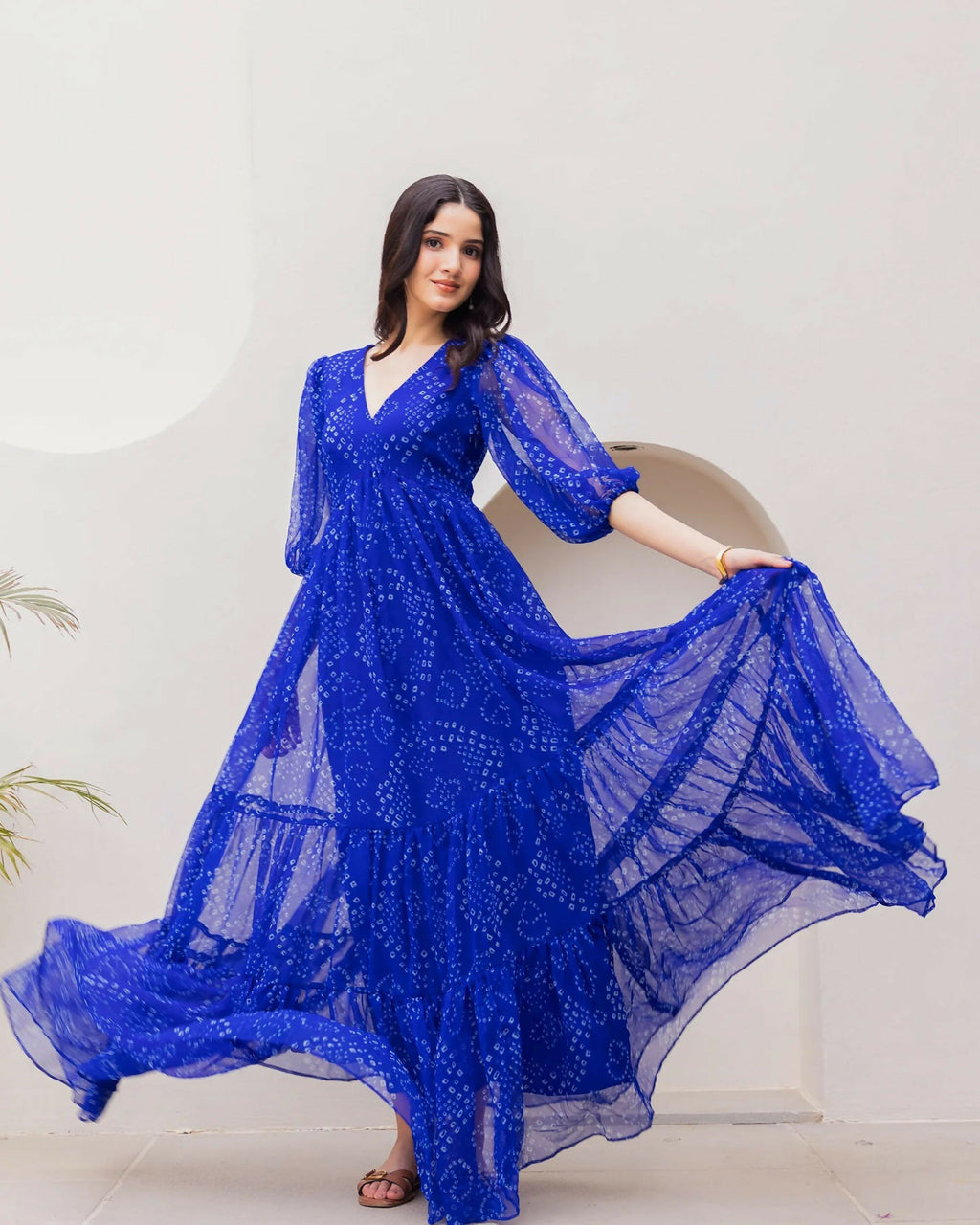 Aayaa Designer crape hand work Multi indo western - Blue | Grocsy
