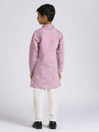 Joban Fashion Kids Island Traditional Ethnic Wear with Silk Sequence Embroidery Full Sleeves Kurta and Pyjama Set - Purple | Grocsy