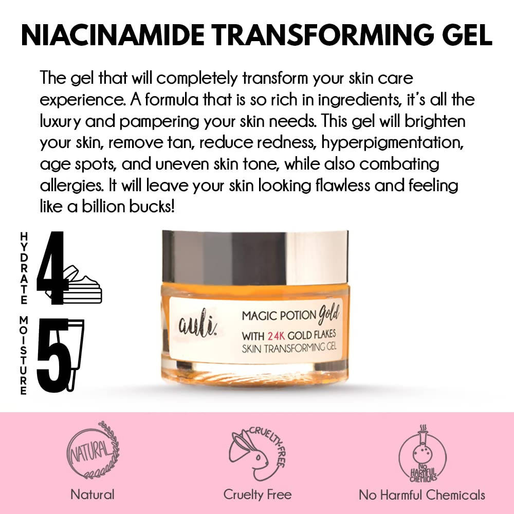 Auli Magic Potion Gold with 24k Gold Flakes - Skin Transforming Gel | Grocsy