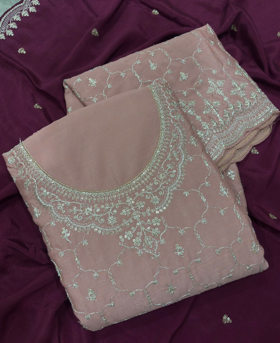 KC Heavy Chinon Peach Salwar Suit For Women Ethnic Wear | Grocsy