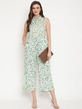 Ahalyaa Womens Mint Rayon Printed Jumpsuit | Grocsy