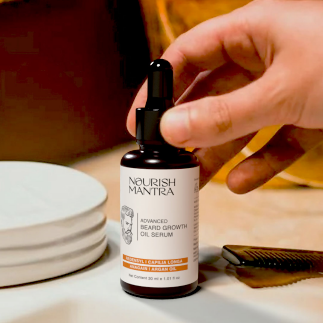 Nourish Mantra Advanced Beard Growth Oil Serum with Redensyl | Grocsy