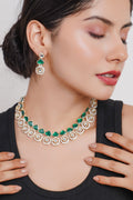 Divisha Alloy Gold-plated Delicate Green Jewellery Set | Grocsy
