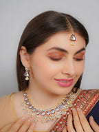 Divisha Alloy Gold-plated White Purple Western Jewellery Set | Grocsy
