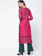 Aniyah Cotton Block Printed Latest Pink Straight Kurta (AN-135K) | Grocsy