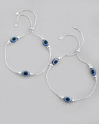 VOJ Set of 2 Silver Plated Evil Eye Anklet | Grocsy