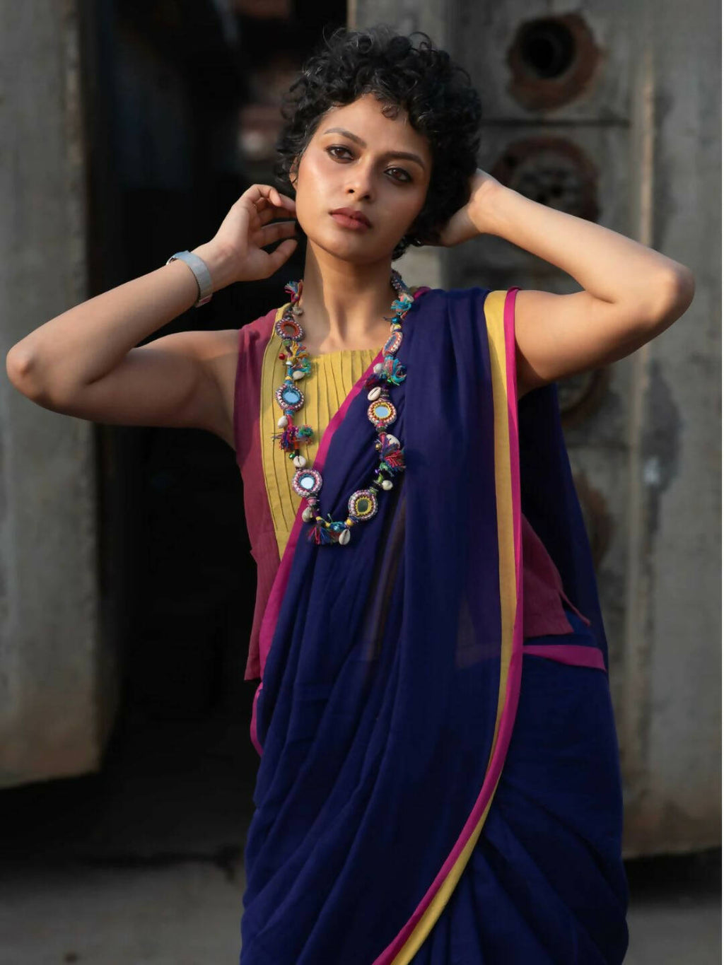 Suta Purple Solid Mul Cotton Saree | Grocsy