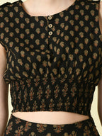 Myshka Women's Black Ethnic Motifs Printed Top | Grocsy