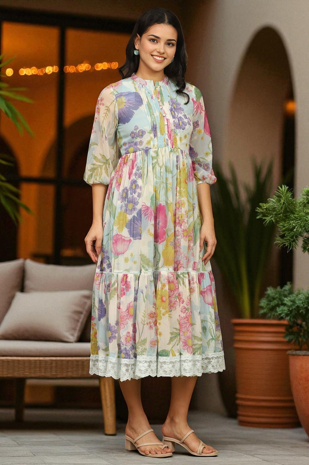 W for Woman Floral Printed Flared Dress | Grocsy
