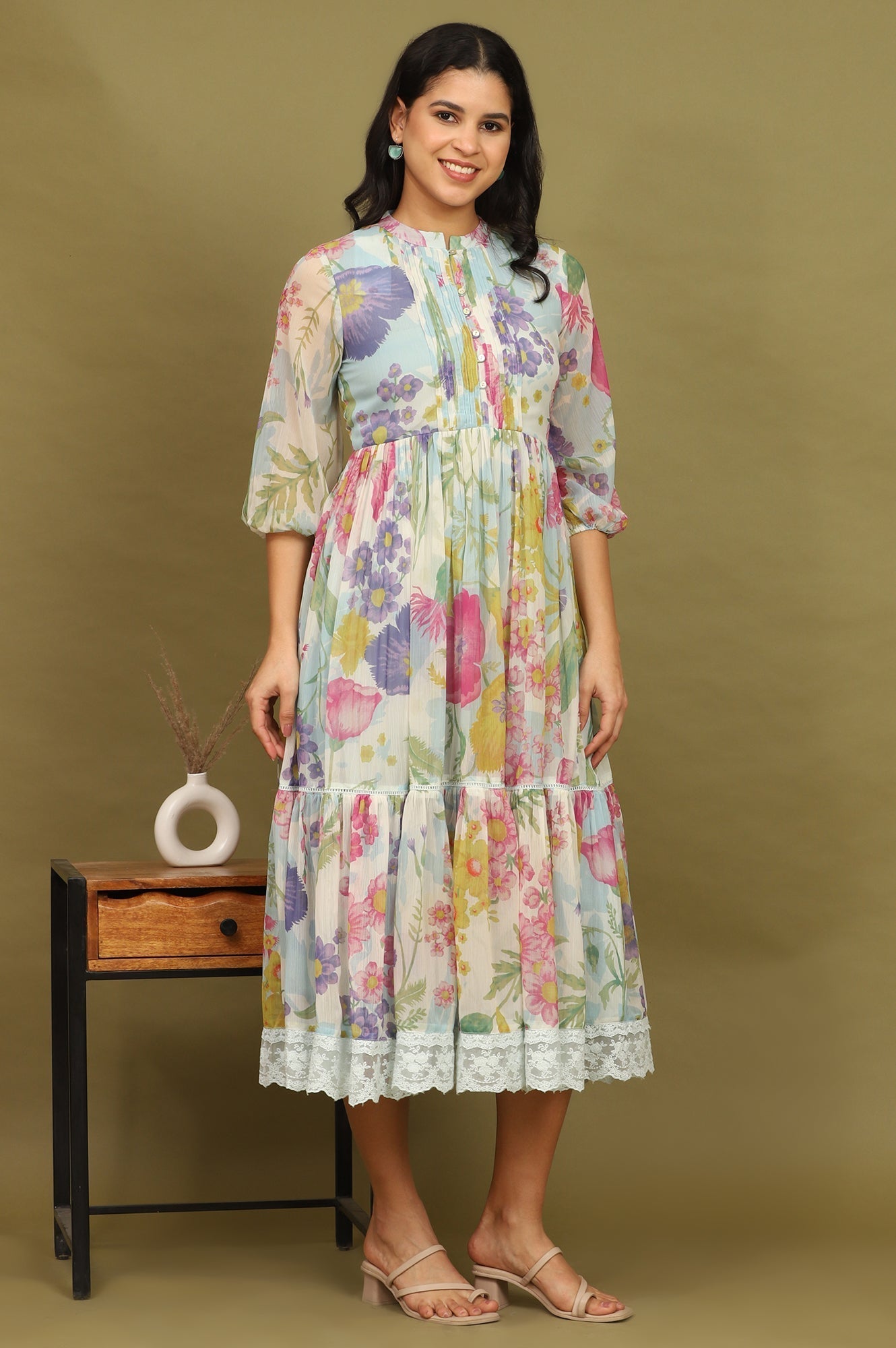 W for Woman Floral Printed Flared Dress | Grocsy