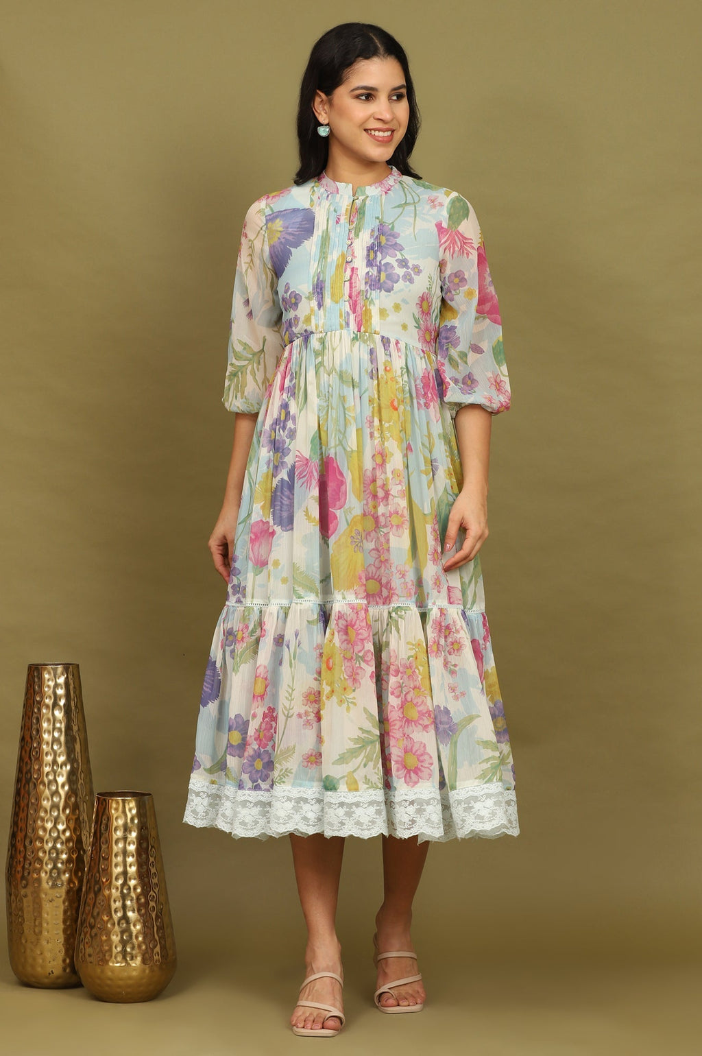 W for Woman Floral Printed Flared Dress | Grocsy