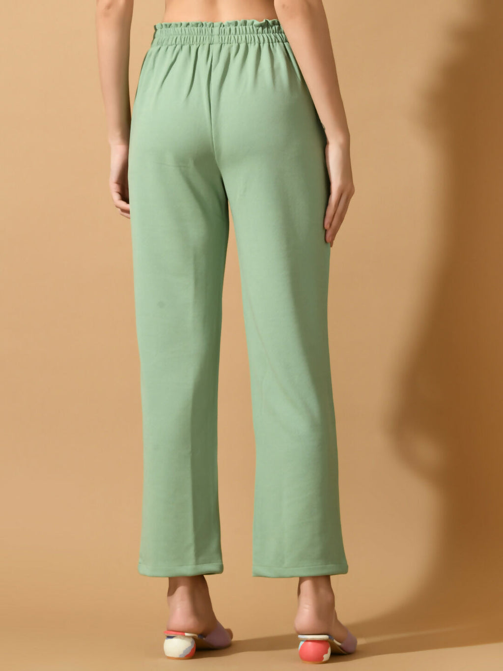 Myshka Women's Green Straight Fit Party Trouser | Grocsy