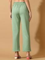 Myshka Women's Green Straight Fit Party Trouser | Grocsy