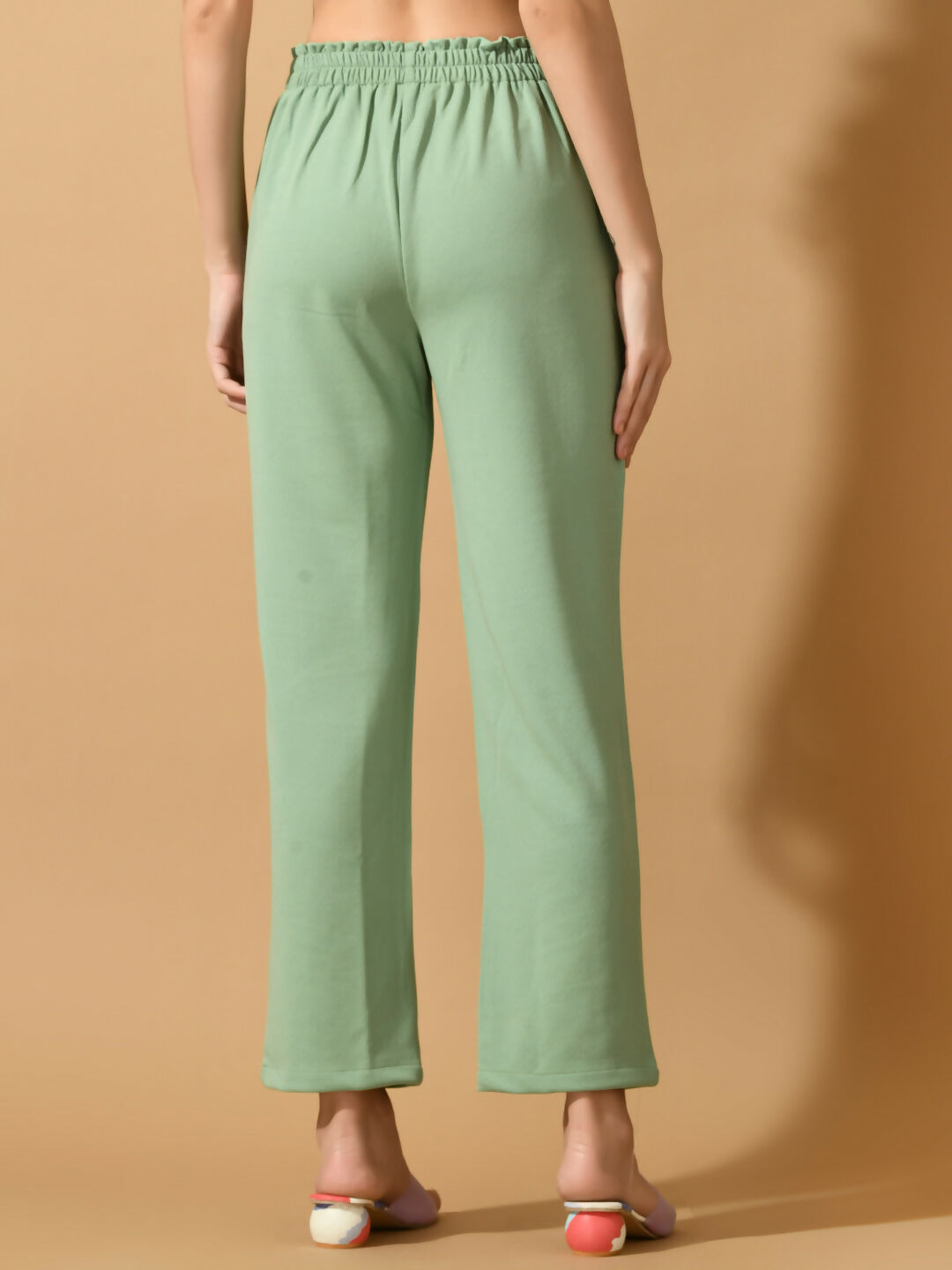 Myshka Women's Green Straight Fit Party Trouser | Grocsy