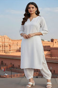 SRS Fashion White Embroidered Rayon Straight Kurta Set | Grocsy