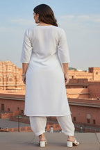 SRS Fashion White Embroidered Rayon Straight Kurta Set | Grocsy