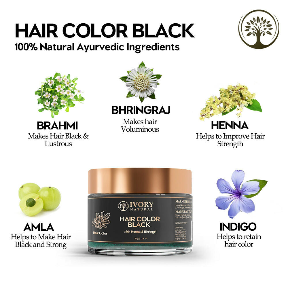 Ivory Natural Black Hair Color - Plant-Based Natural Hair Color - Both For Men Women | Grocsy