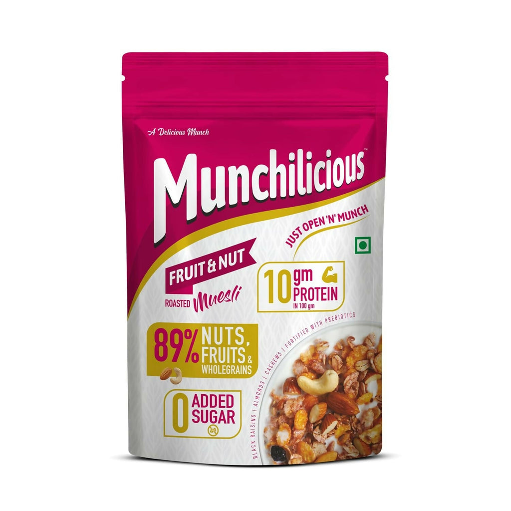 Munchilicious Muesli - Fruit & Nut, 75% Nuts, Grains, Seeds, Fruits & Berries | Grocsy