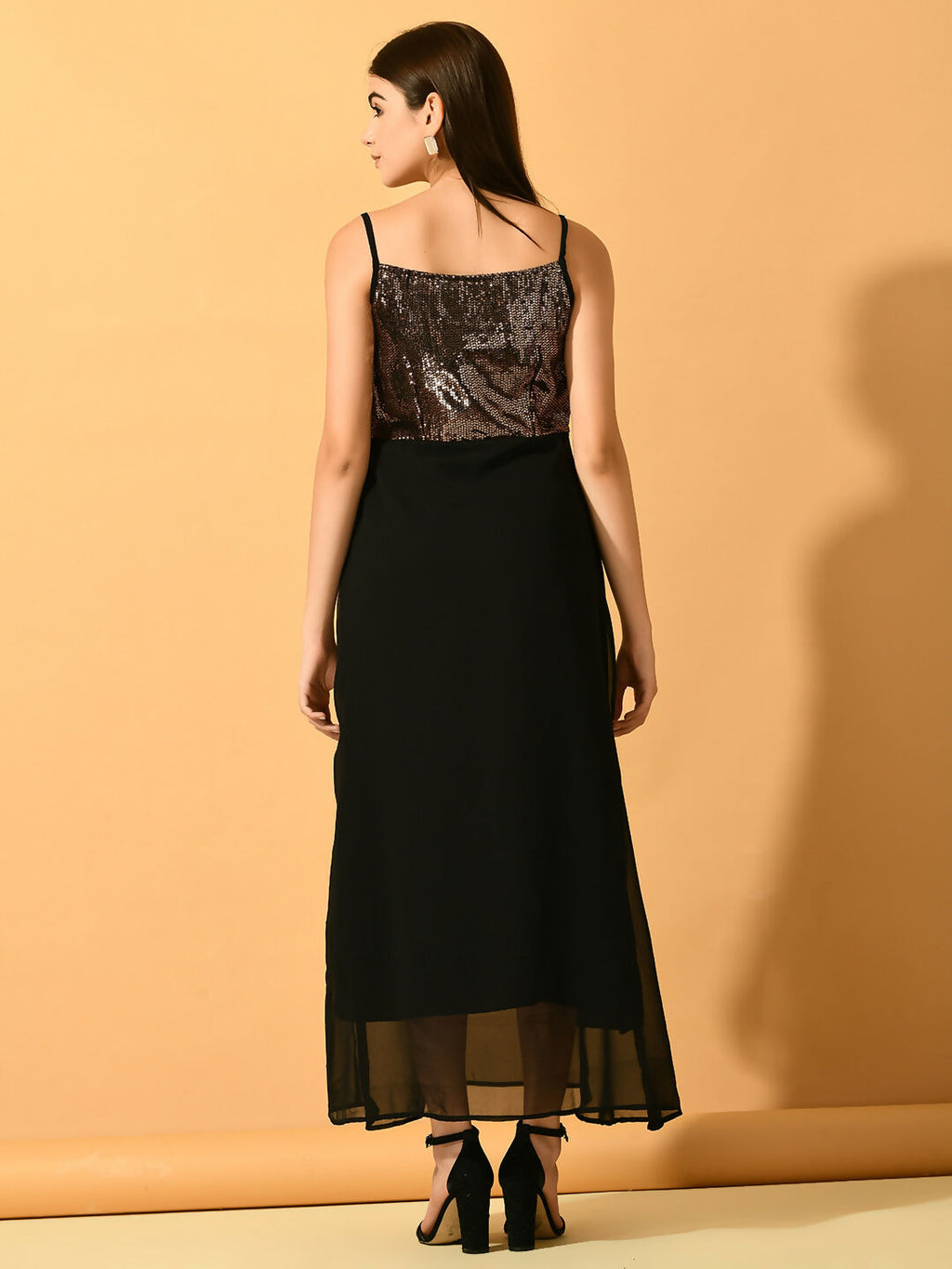 Myshka Women's Black Empire Party Dress | Grocsy