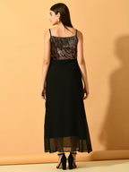 Myshka Women's Black Empire Party Dress | Grocsy