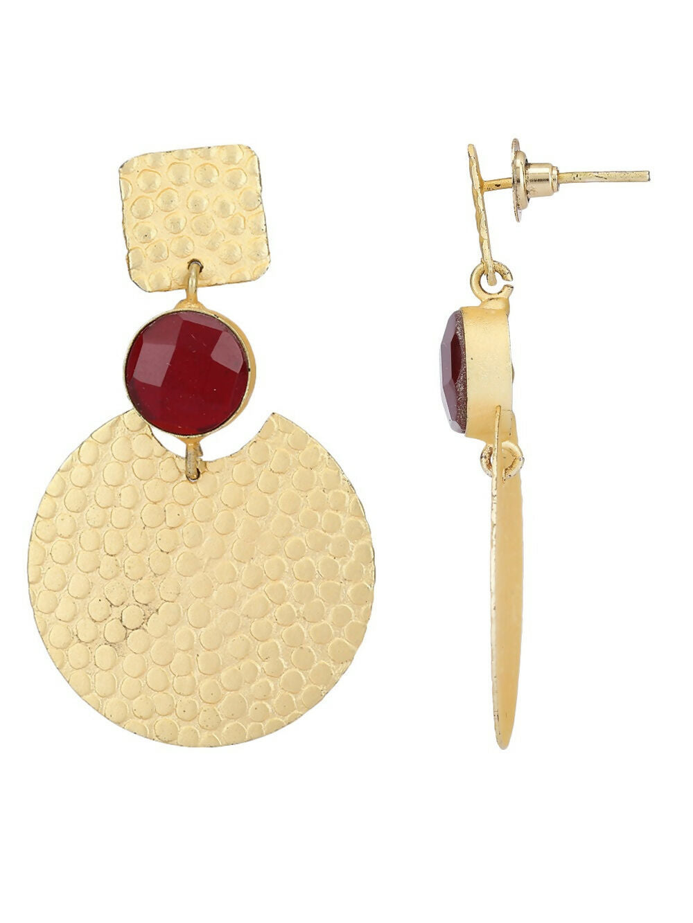 Joban Fashion Women Round Shape Matte Gold Earrings | Grocsy