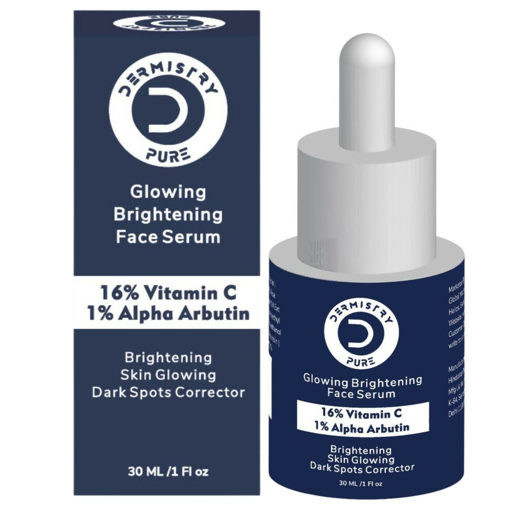 Dermistry Pure 16% Vitamin C 1% Alpha Arbutin Skin Light Bright Glowing Spot Corrector Face Serum | Grocsy