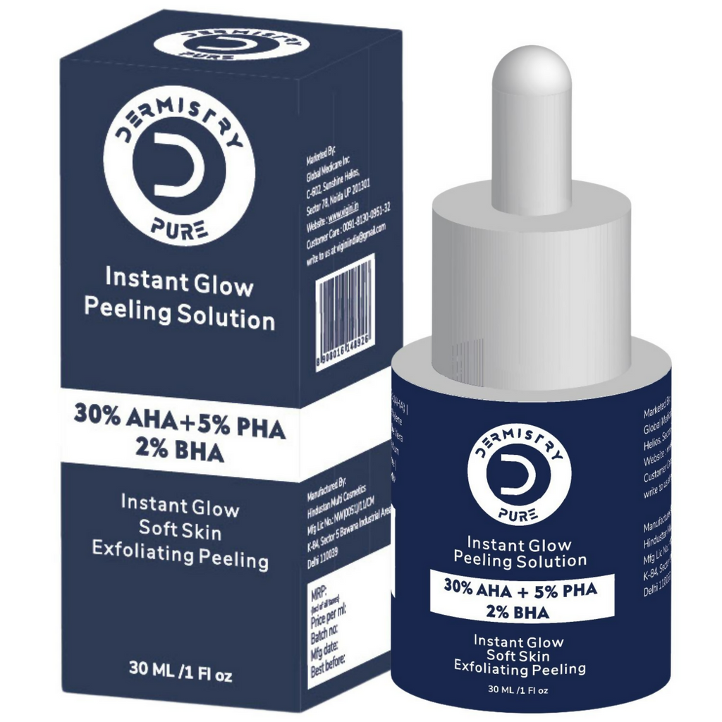 Dermistry 30% AHA 5% PHA 2% BHA Peeling Exfoliating Solution Instant Bright Glow Fairness Face Serum | Grocsy