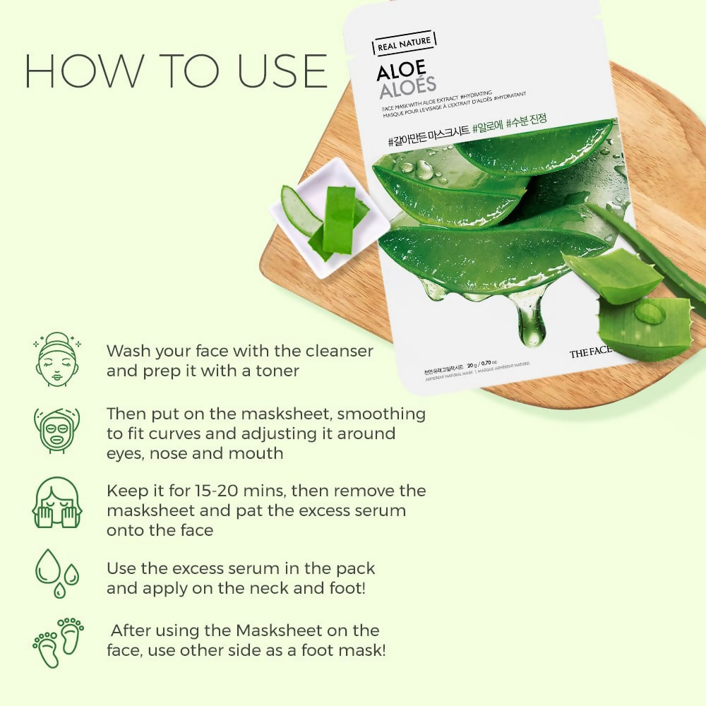 The Face Shop Real Nature Aloe Face Mask - Korean Skincare | Grocsy