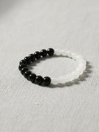 NVR Black & White Crystal Beaded Bracelet for Men & Women | Grocsy