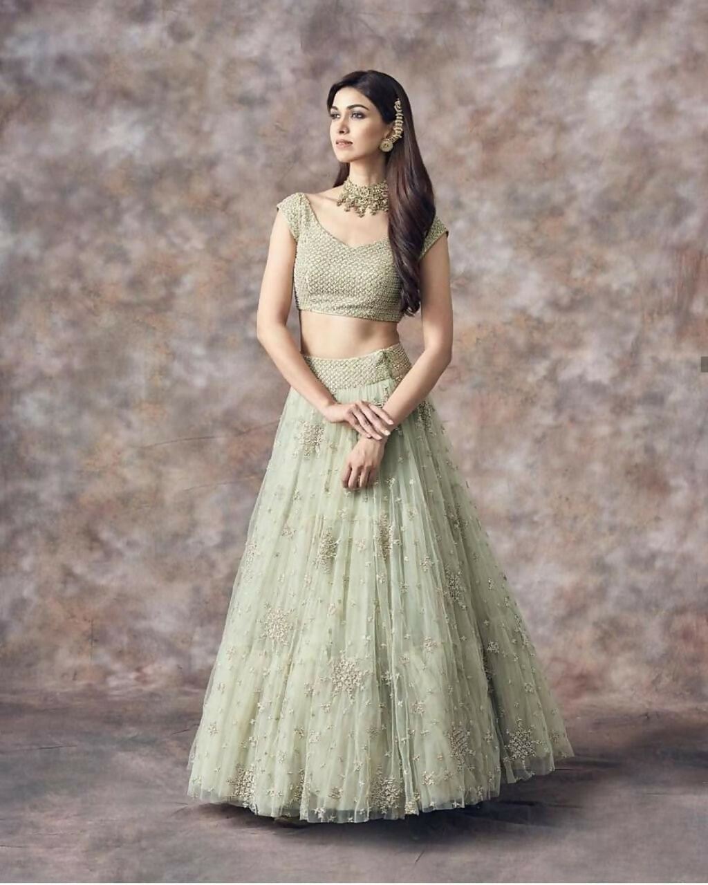 Jyoti Fashion Catching Aqua Green 3MM Sequin with Jari Embroidered Net Lehenga Choli with Dupatta | Grocsy