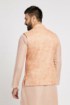 Ethnic India Pink Bundi Men's Jacket Abstract Blended | Grocsy