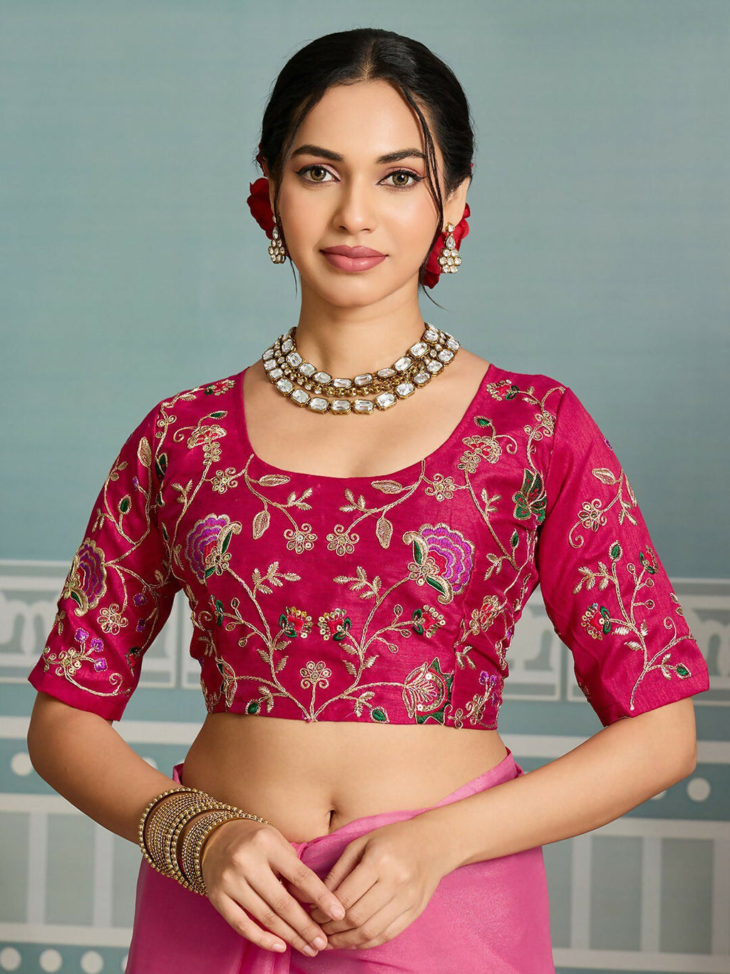 Teeya Creation New Exclusive Wedding Wear Georgette Saree-Pink | Grocsy