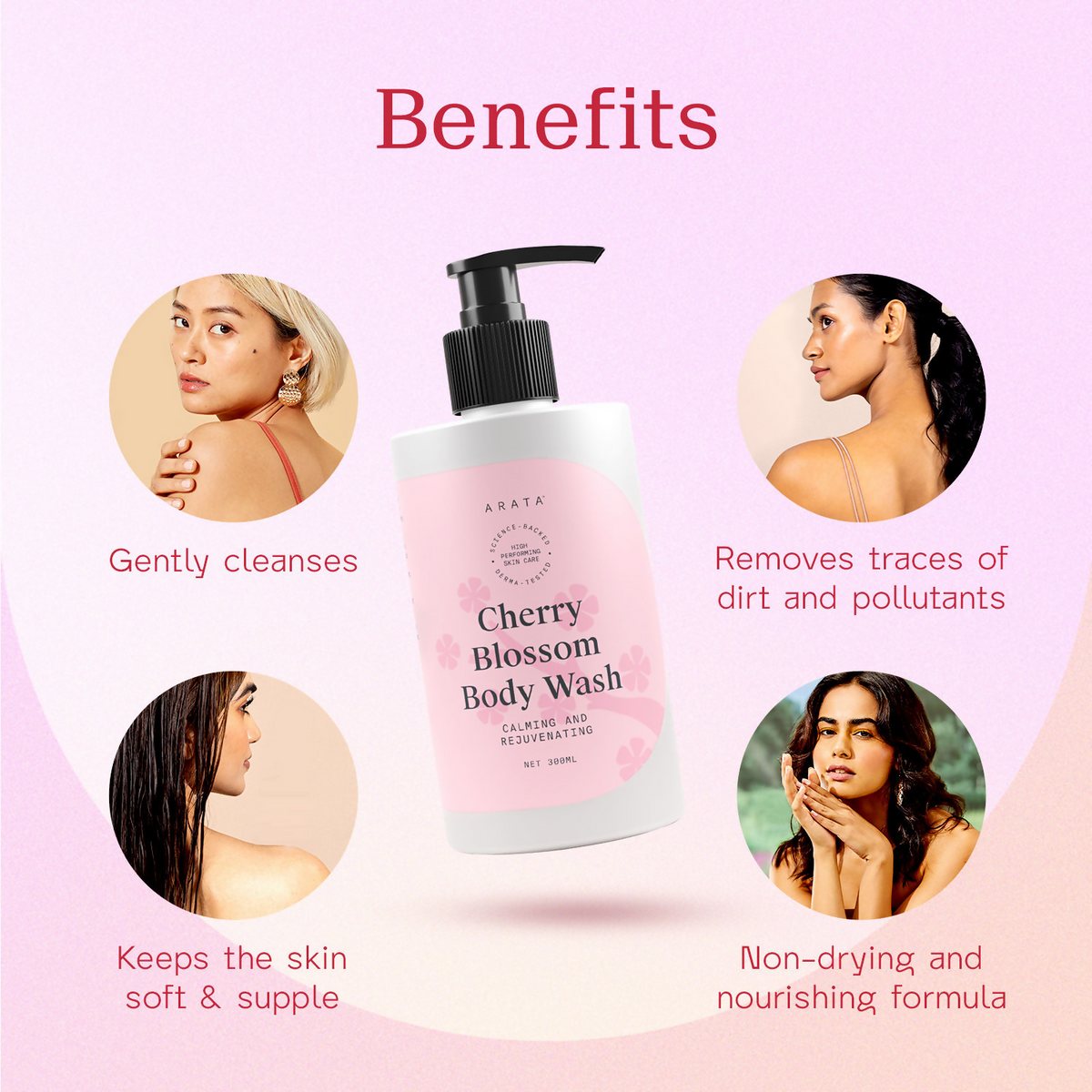 Arata Body Wash Nourishing Calming And Rejuvenating - Cherry Blossom | Grocsy