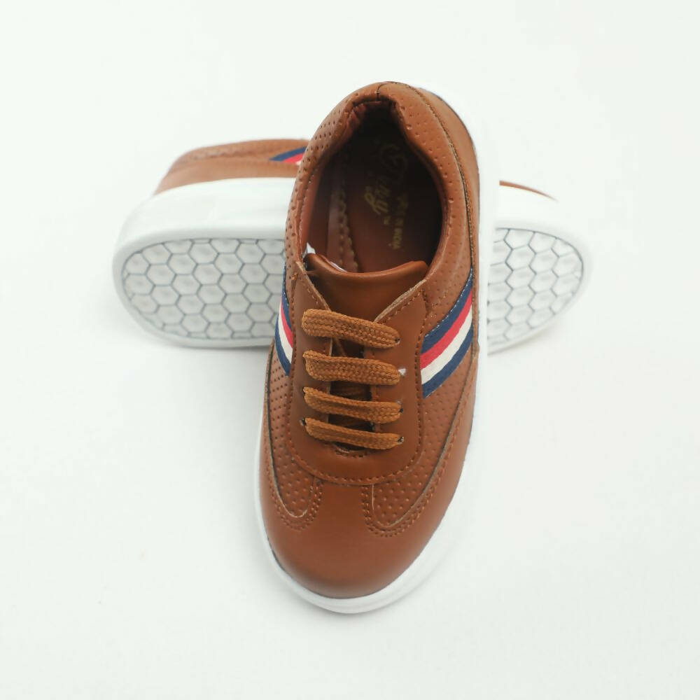 Tiny Bugs Boys Lace Up Casual Sheos - Tan | Grocsy